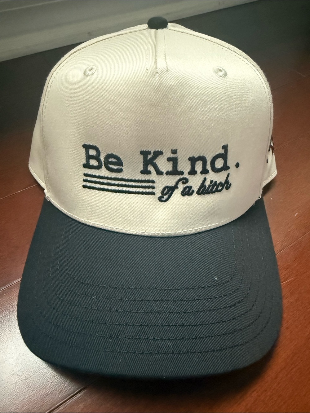 Be Kind Two-Tone Trucker Cap - Black & Cream